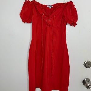 Red Fashion nova off the shoulder dress